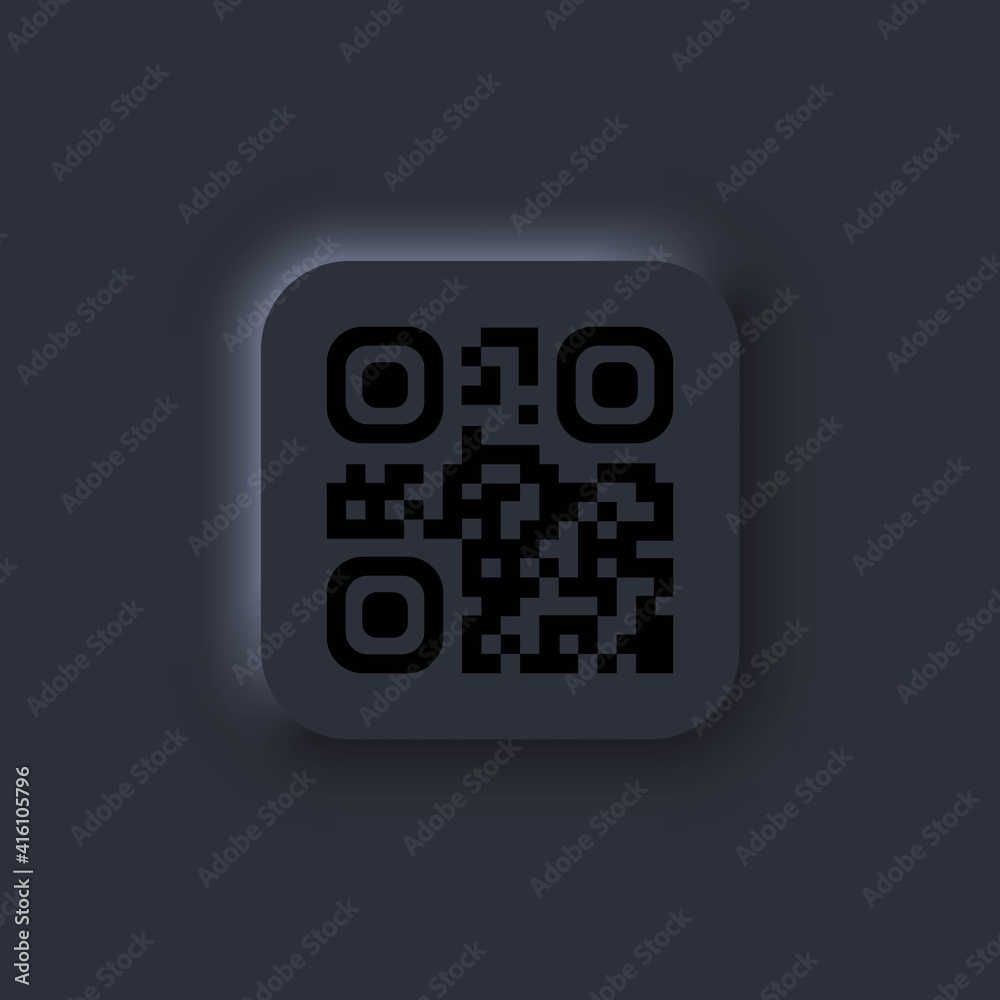 Poster qr code scan badge icon. technology for instant payment or tech pay method without money. user inter