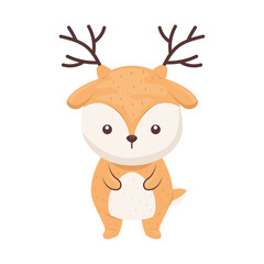 cute lovely , reindeer animal character vector illustration design