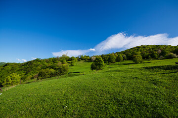 Beautiful landscape with field and mountains, Armenia