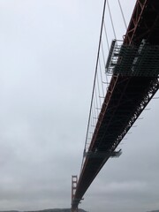 Underside of Golden Gate Bridge taken from a boat 
