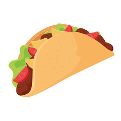mexican taco fast food delicious icon vector illustration design