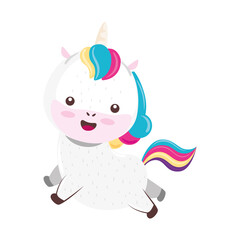 cute lovely , unicorn animal character vector illustration design