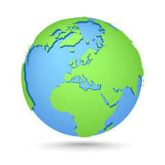 Globes icon. World map. Planet with continents