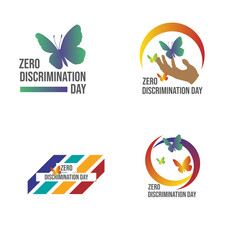 Fototapeta na wymiar Zero discrimination day 1st march different colors of butterflies vector eps template. first march Zero discrimination day celebration web or ad banner. Equal rights. flat design. 