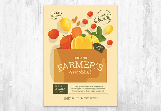 Organic Farmers Market Flyer Layout with Vegan Vegetarian Vegetables