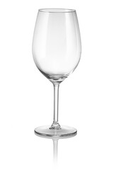 The empty glass on white background wine