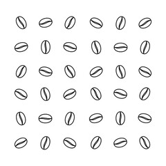 Coffee bean repeating pattern background in vector outline