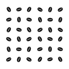 Coffee bean repeating pattern background in vector silhouette