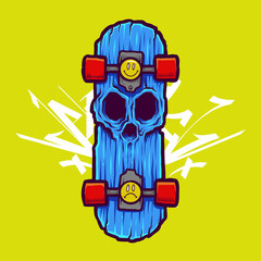 cool zombie skull illustration and tshirt design