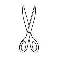 Pair of sharp scissors for school craft work in vector outline