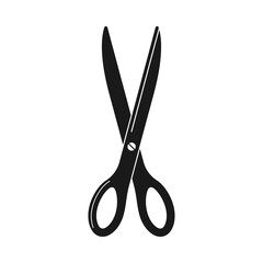 Pair of sharp scissors for school craft work in vector silhouette