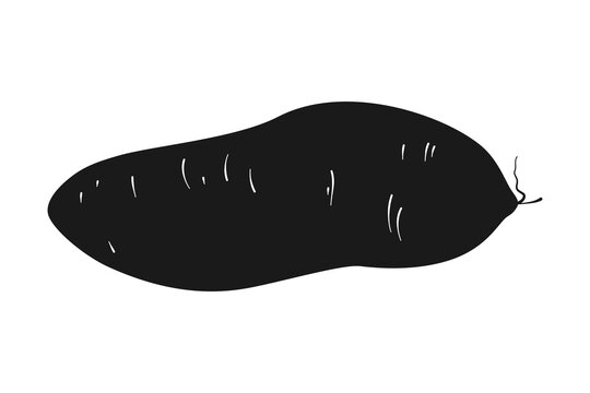 black sweet potato silhouette on white background clip art preview