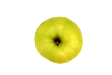 A green apple on a white background is isolated