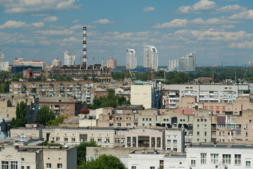 View of historic Podil neighborhood of Kyiv city, Ukraine