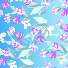 Naklejka na ściany i meble Elegant floral pattern in small colorful flowers. Liberty style. Floral seamless background for fashion prints. Ditsy print. Seamless vector texture. Spring bouquet.