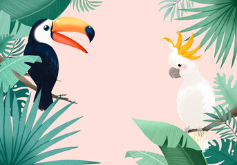 Tropical parrots background