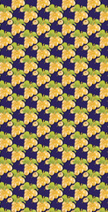 Seamless food pattern. Bunch of white grapes fruits on dark background. From above. Wallpaper for design and packaging.