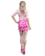 Beautiful woman in short dress.