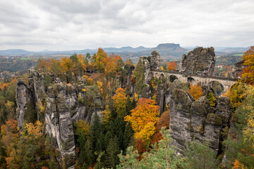 Bastei Saxony in autumn forest