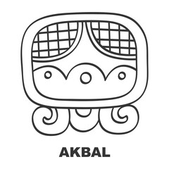Vector icon with Glyph from Maya calendar Tzolkin. Calendar day symbol Akbal