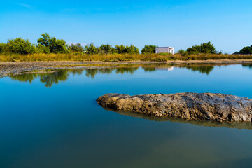 Black mud ponds near Nin in Croatia