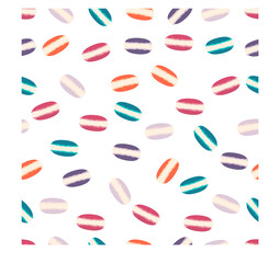 macaroons. colorful cookies. stock vector illustration with caces. food seamless pattern for printing on textiles, packaging paper.