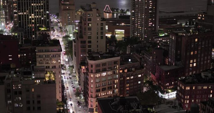Majestic apartment view of New York city on calm and peaceful night