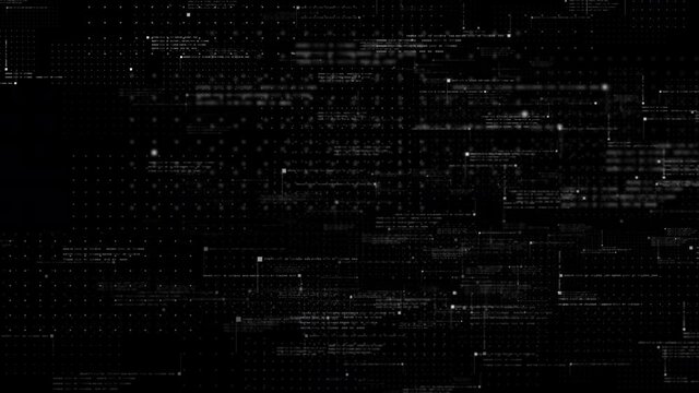 Futuristic simulation of 5G network concept, artificial intelligence quantum physic matrix particles deep learning performing analytic computational head up display loop background with alpha channel
