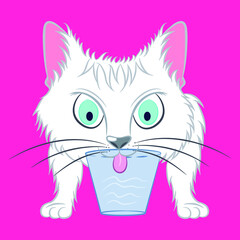Illustration vector cute cat cartoon design with background