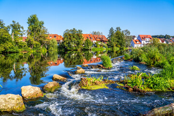 Kallmuenz und der Fluss Naab, Bayern, Deutschland 