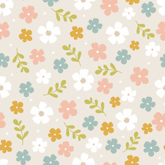 Abstract floral seamless pattern, digital repeating background for fabric, textile, scrapbook paper, wallpaper, surface design, wrapping paper