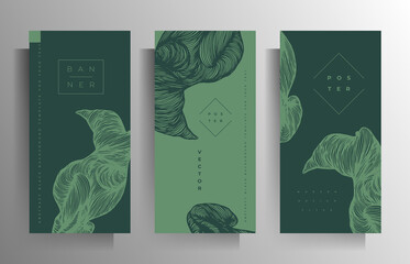 Cover design for brochure, banner, catalog, flyer template set. Hand drawn graphic elements. Vector illustration.