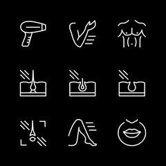 Set line icons of laser hair removal