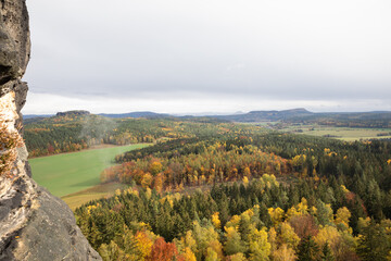 Barbarine sandstone saxony in autumn forest