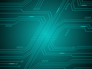 Microcircuit on a gray background. Microprocessor. Electronic circuit. Vector microcircuit. Printed circuit board.