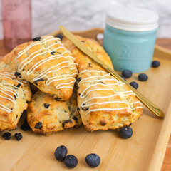 Blueberry Scones with White Chocolate Drizzle