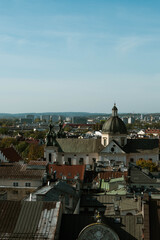 Old Town in Krakow. View of the city. Old roofs