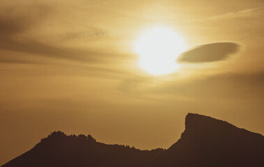 Warm sunset over the mountains