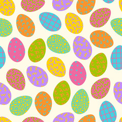 Easter egg pattern. Flat colorful background for spring celebration in retro style. 