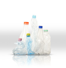Crumpled plastic water bottles