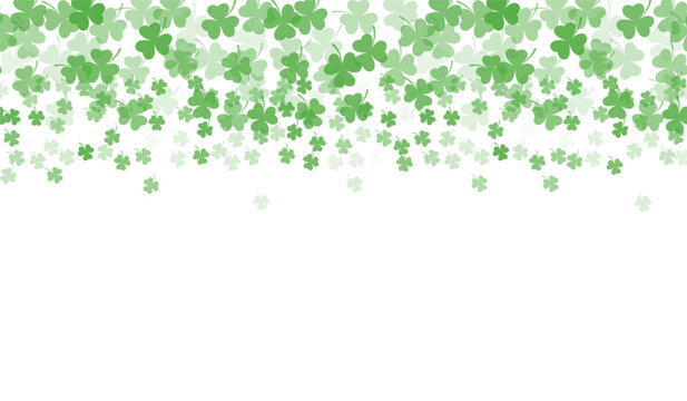 Four-leaf clover green border Seamless pattern. Clover Background, Saint Patrick s Day Vector border