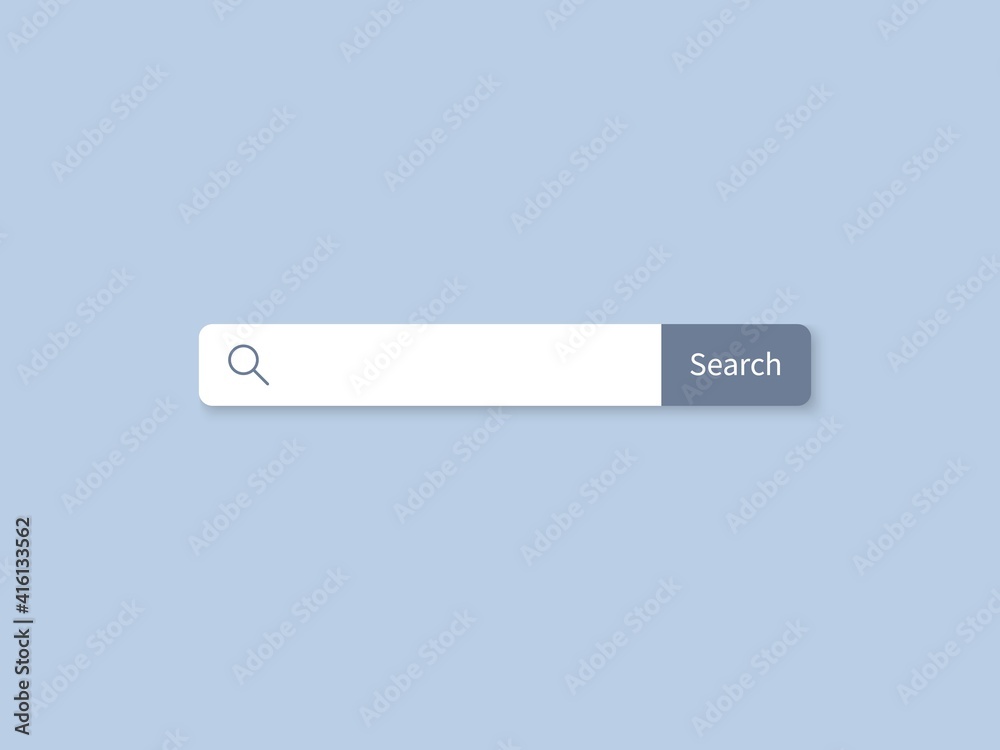 Poster search bar. internet searching field. string entering keywords for online finding information. white