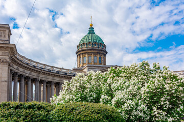Kazan (Kazansky) cathedral in spring, Saint Petersburg, Russia