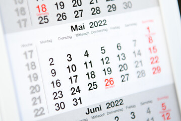 Calendar planner for the month May 2022