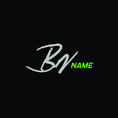 BN initial handwritten calligraphy, for monogram and logo