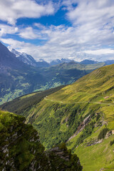 The Grindewald Valley in Switzerland on a sunny day