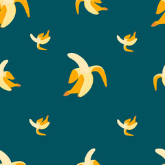 Opened banana pettern. Vector flat illustration.