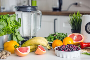 Ingredients for preparing a wellness food smoothie