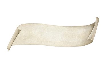 Hand drawn watercolor scroll. Object isolated on white.