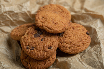 Some of delicious cookies on a parchment paper
